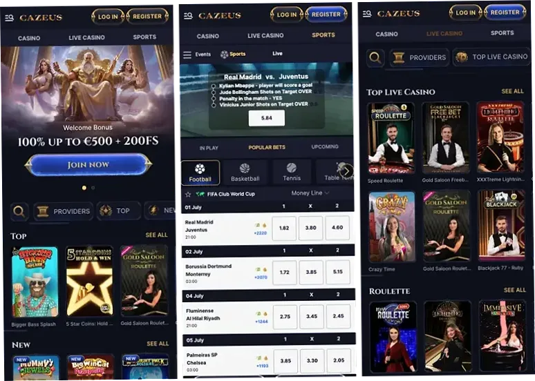 Cazeus Casino en móvil